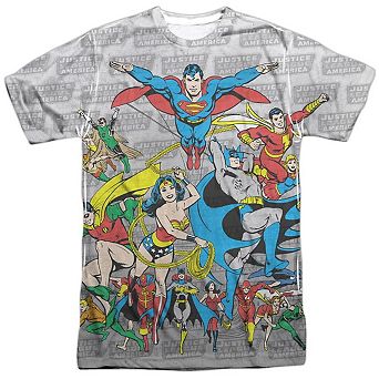 Dc Comics Justice League Assemble Short Sleeve Adult 100% Poly Crew T-shirt