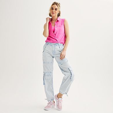 Juniors' SO High Rise Drawstring Utility Cargo Joggers