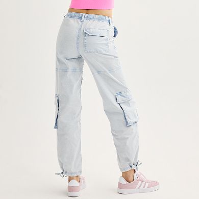 Juniors' SO High Rise Drawstring Utility Cargo Joggers