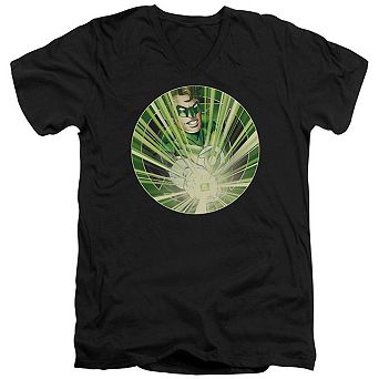 Green Lantern Light Em Up Short Sleeve Adult V Neck T-shirt