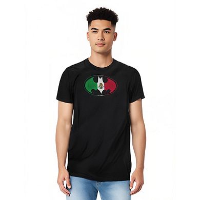 Batman Mexican Flag Shield Short Sleeve Adult Tall T-shirt
