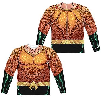 Justice League Of America Aquaman Rebirth Uniform Long Sleeve Adult Poly Crew T-shirt