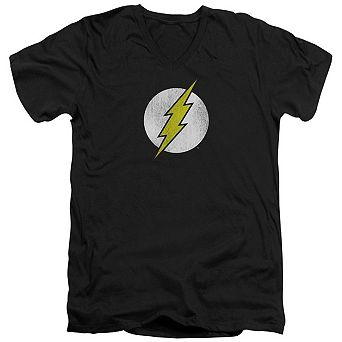 Dc Comics Flash Flash Logo Distressed Short Sleeve Adult V Neck T-shirt