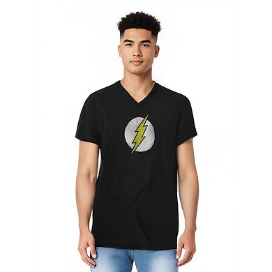 Dc Comics Flash Flash Logo Distressed Short Sleeve Adult V Neck T-shirt