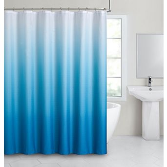 Dainty Home Shades Printed Textured Fabric Gradient Colors Ombre Designed Shower Curtain