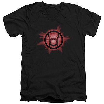 Green Lantern Red Glow Short Sleeve Adult V Neck T-shirt
