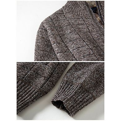 Gioberti Men's Knitted Regular Fit Full Zip Cardigan Sweater With Soft Brushed Flannel Lining