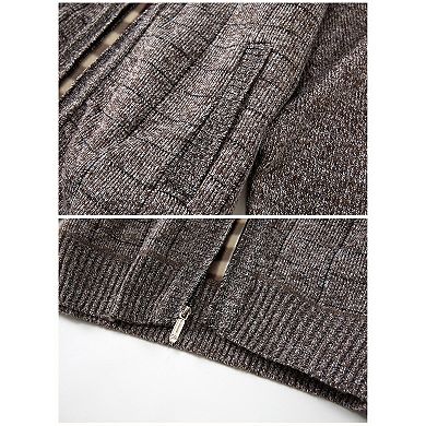 Gioberti Men's Knitted Regular Fit Full Zip Cardigan Sweater With Soft Brushed Flannel Lining