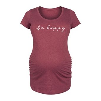Maternity Be Happy Script Graphic Tee