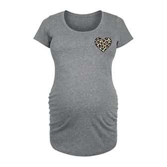 Maternity Leopard Heart Graphic Tee