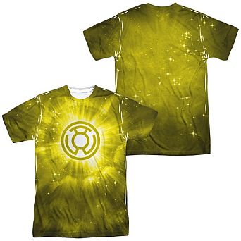 Green Lantern Yellow Energy Short Sleeve Adult 100% Poly Crew T-shirt