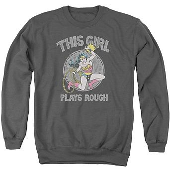 Dc Comics Plays Rough Adult Crewneck Sweatshirt