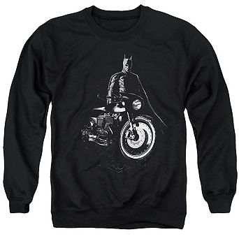 The Batman And His Motorcycle Adult Crewneck Sweatshirt