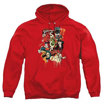 DC Comics Dripping Characters Adult Pull Over Hoodie