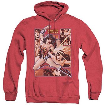 Justice League of America Wonder Woman Panels Adult Heather Hoodie