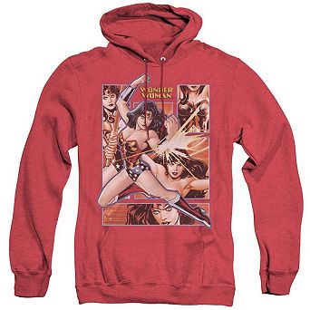 Justice League of America Wonder Woman Panels Adult Heather Hoodie