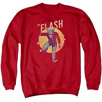 Dc Comics Flash Circle & Stars Adult Crewneck Sweatshirt