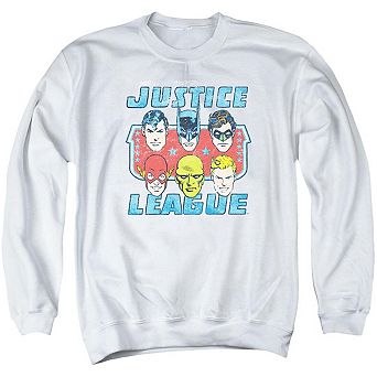 Dc Comics Faces Of Justice Adult Crewneck Sweatshirt