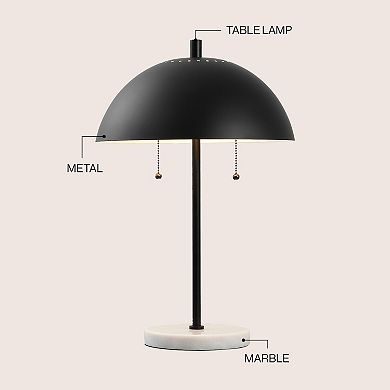 Ella 20.7" Dome Metal with Marble Base LED Table Lamp