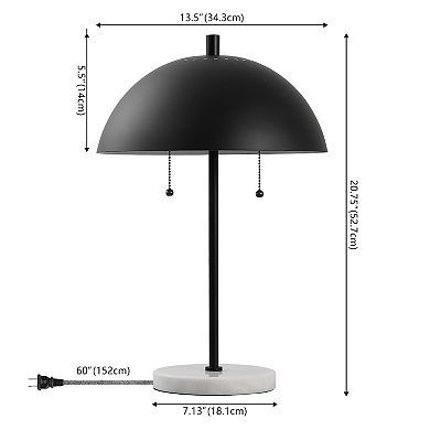 Ella 20.7" Dome Metal with Marble Base LED Table Lamp