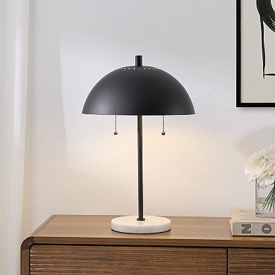 Ella 20.7" Dome Metal with Marble Base LED Table Lamp