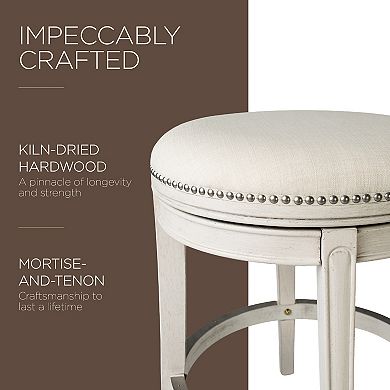 Maven Lane Alexander Backless Counter Stool In White Oak Finish W/ Natural Color Fabric Upholstery