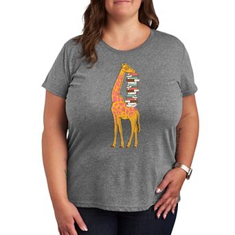 Plus Giraffe Carrying Books Graphic Tee