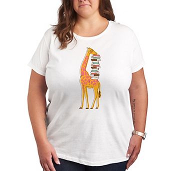 Plus Giraffe Carrying Books Graphic Tee