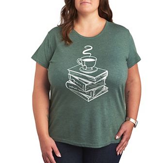 Plus Tea And Stacked Books Graphic Tee