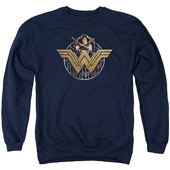 Wonder Woman Movie Power Stance And Emblem Adult Crewneck Sweatshirt