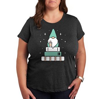 Plus Gnome with Coffee and Books Graphic Tee