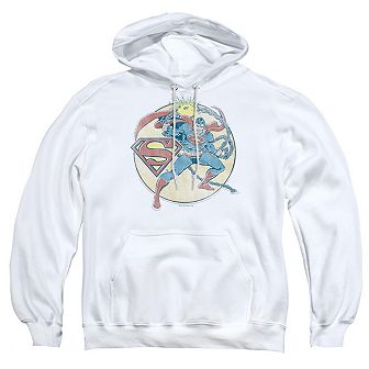 Dc Comics Retro Superman Iron On Adult Pull Over Hoodie