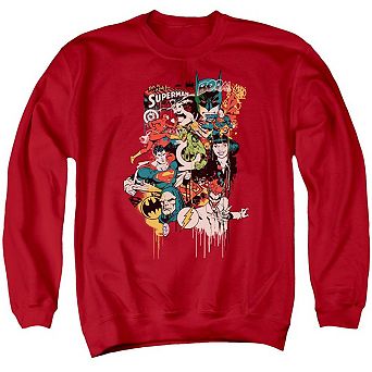Dc Comics Dripping Characters Adult Crewneck Sweatshirt