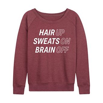 Plus Size Hair Up Sweats On Brain Off French Terry Long Sleeve Tee