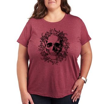 Plus Size Skull Wreath Graphic Tee