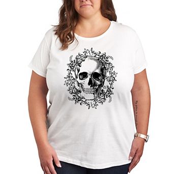 Plus Size Skull Wreath Graphic Tee