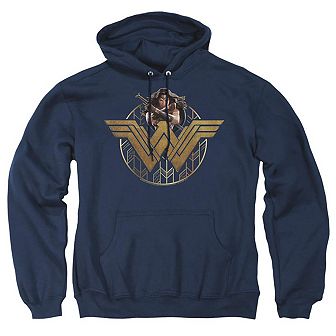 Wonder Woman Movie Power Stance And Emblem Adult Pull Over Hoodie