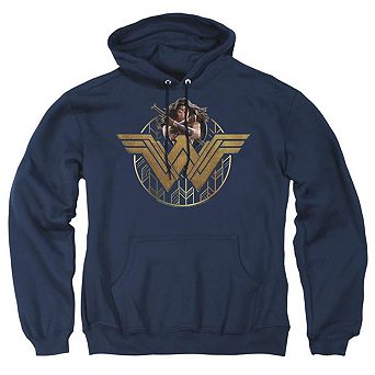Wonder Woman Movie Power Stance And Emblem Adult Pull Over Hoodie