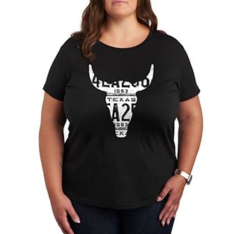 Plus Size Texas License Plate Steer Graphic Tee