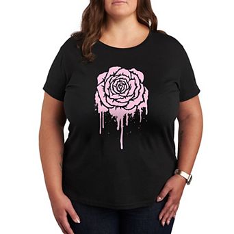 Plus Size Dripping Rose Graphic Tee