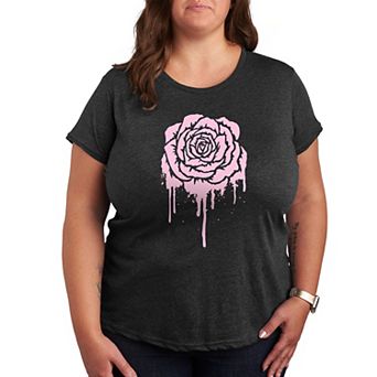 Plus Size Dripping Rose Graphic Tee