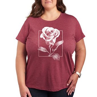 Plus Size White Rose Graphic Tee