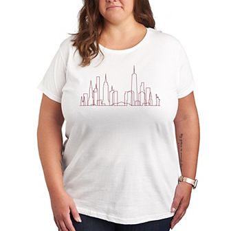 Plus Size Nyc Skyline Line Art Graphic Tee
