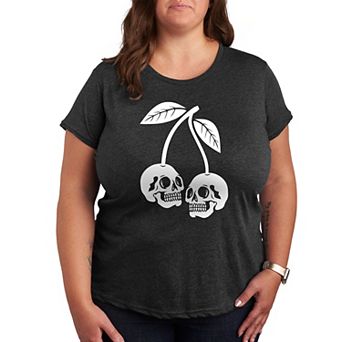 Plus Size Skull Cherries Graphic Tee
