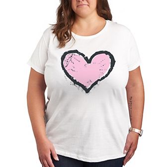 Plus Size Grunge Heart Graphic Tee