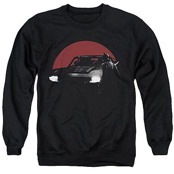 The Batman Red Moon And Batmobile Adult Crewneck Sweatshirt