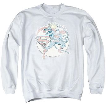 Dc Comics Retro Superman Iron On Adult Crewneck Sweatshirt