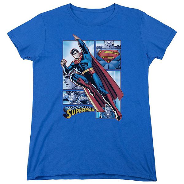 Justice League Of America Superman Panels Short Sleeve Womens T-shirt