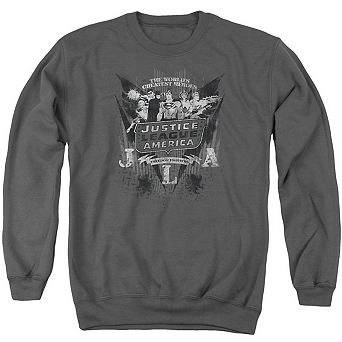 Dc Comics Greatest Heroes Adult Crewneck Sweatshirt