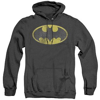 DC Comics Retro Bat Logo Distressed Adult Heather Hoodie